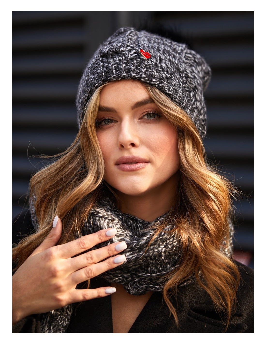 Winter set, black hat and scarf C40 - Online store - Boutique